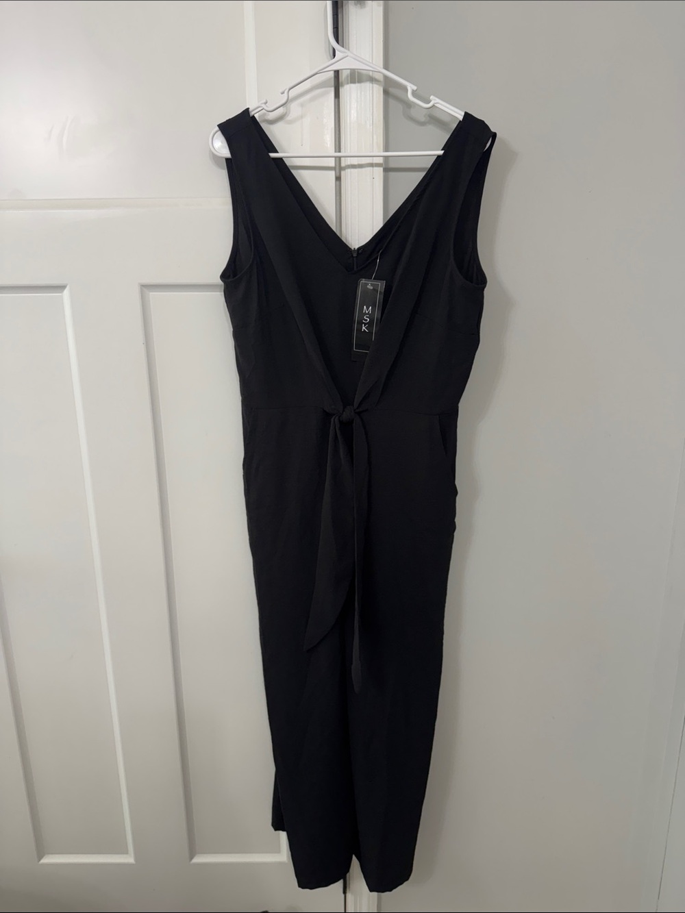 MSK Black V-Neck Tie-Waist Jumpsuit